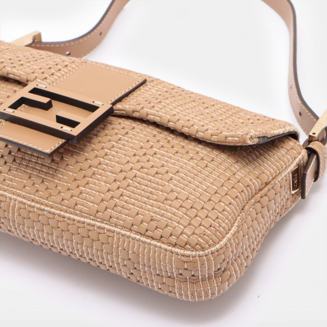 FENDI Baguette Bag with Woven Leather in Beige COCOON