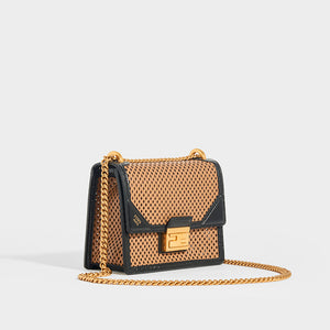 FENDI Kan U Small Shoulder Bag in Brown/Black Leather