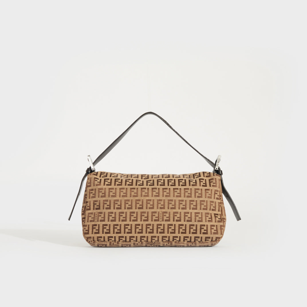 Fendi Beige and brown Zucchino Baguette Shoulder Bag Fendi