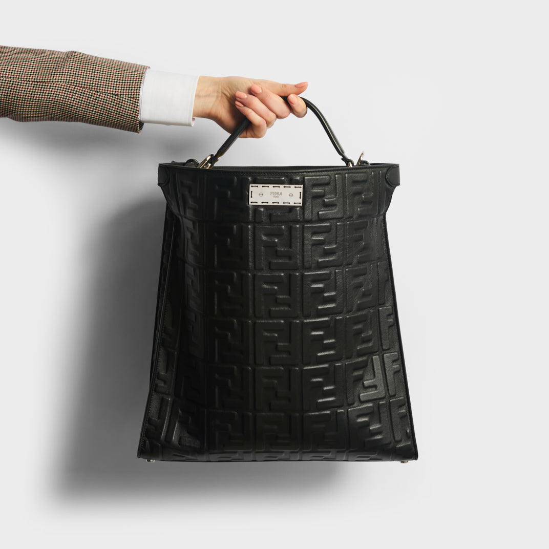 Peekaboo X-Lite Fit Tote Bag in Black Nappa Leather