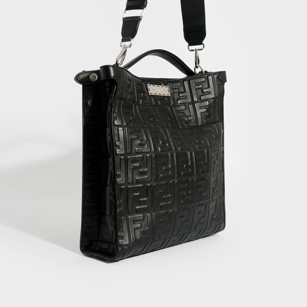 Peekaboo X-Lite Fit Tote Bag in Black Nappa Leather