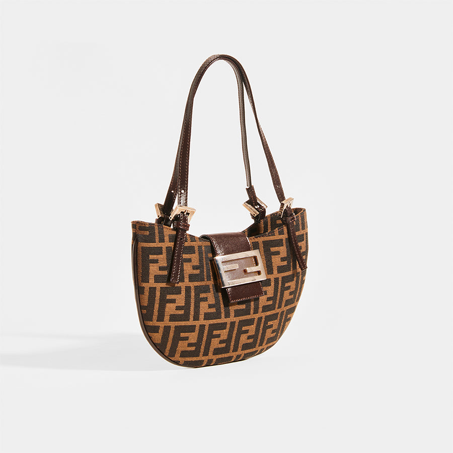 Vintage Fendi Zucca Shoulder Bag - Brown in 2023