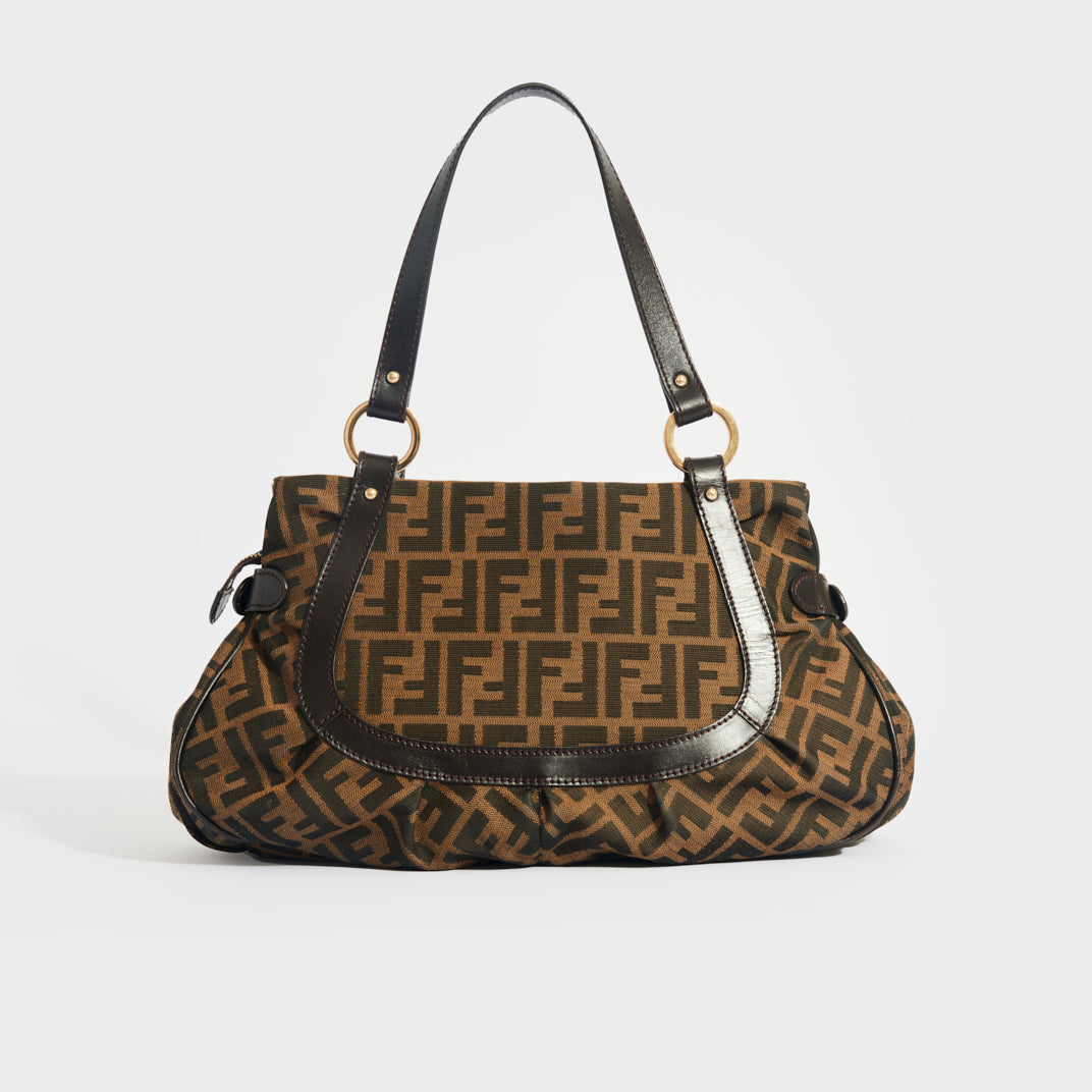 Fendi Mini Baguette Zucca Canvas Shoulder Bag Brown - DDH