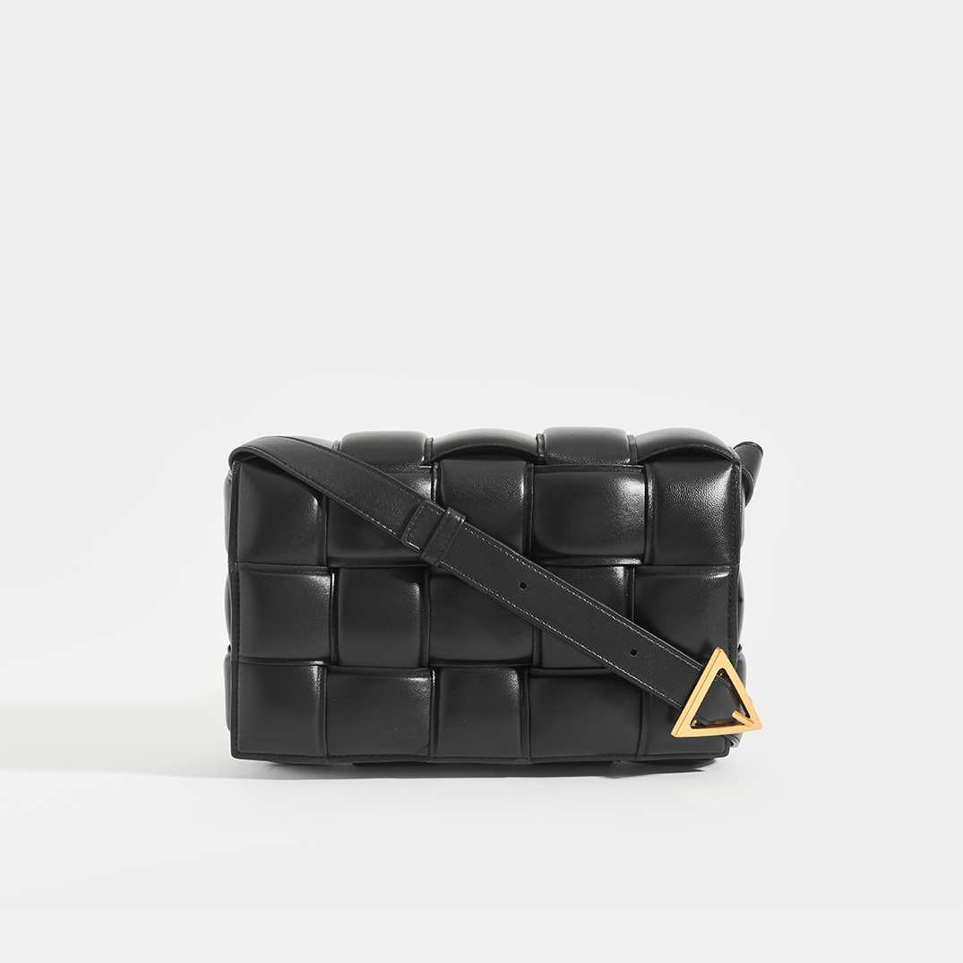 BOTTEGA VENETA Padded Cassette Bag in Nero Leather with Gold Hardware