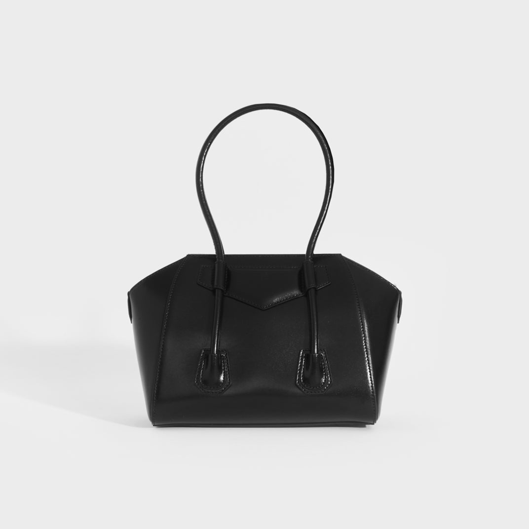 Antigona Lock Mini Leather Bag in Black