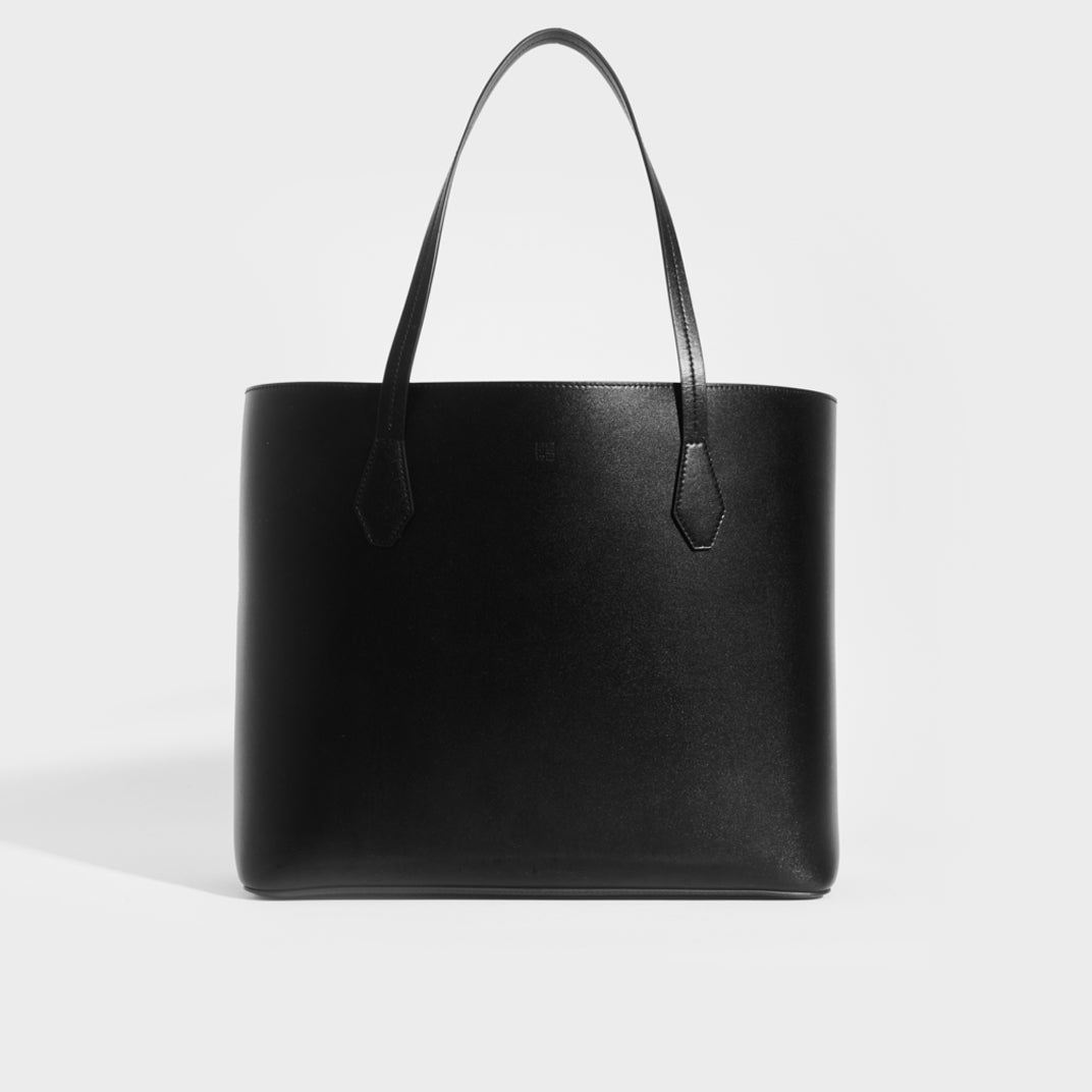 Logo-Embossed Leather Tote Bag in Black