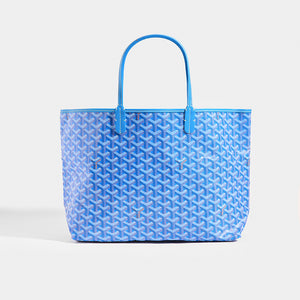 Rear of the GOYARD Saint Louis PM Canvas and Leather-Trim Tote in Blue