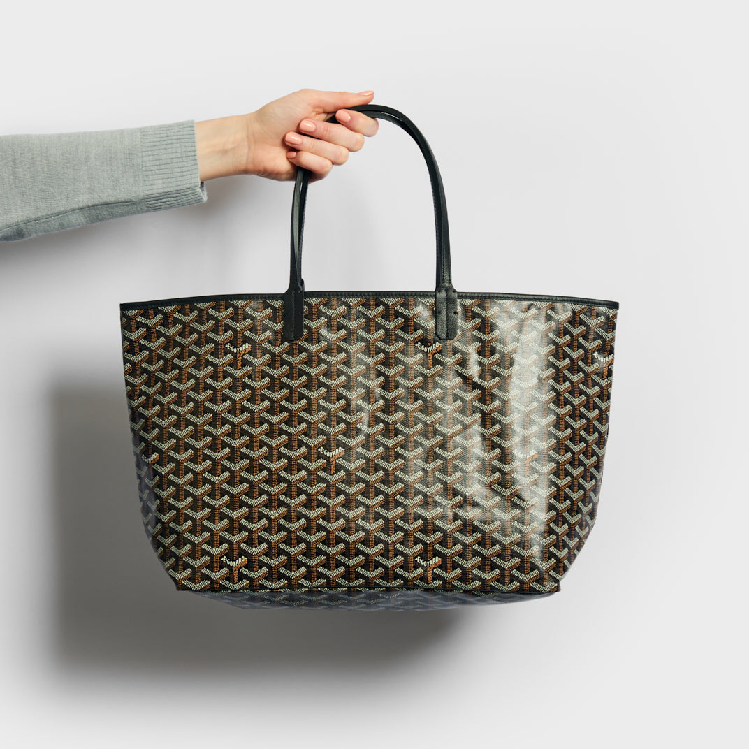 Saint Louis PM Canvas and Leather-Trim Tote in Black