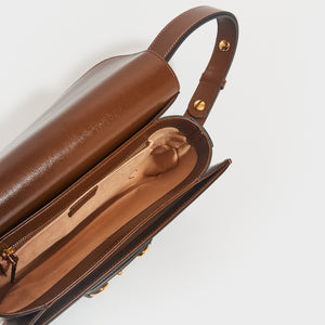 GUCCI Horsebit 1955 Leather Shoulder Bag in Brown