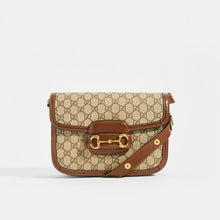 Load image into Gallery viewer, GUCCI Horsebit 1955 Shoulder Bag in Brown Canvas with Leather Trim