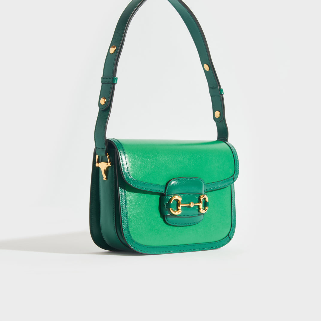 GUCCI 1955 Horsebit Bag in Green Emerald Trim COCOON