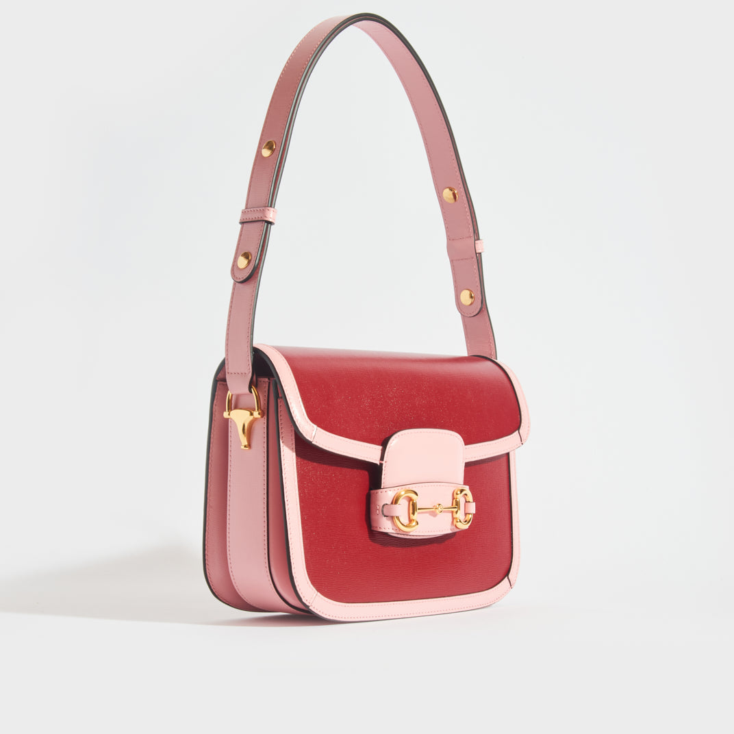 Gucci Azalea Sakai Calfskin Horsebit 1955 Drawstring Bucket Bag New Cherry Red