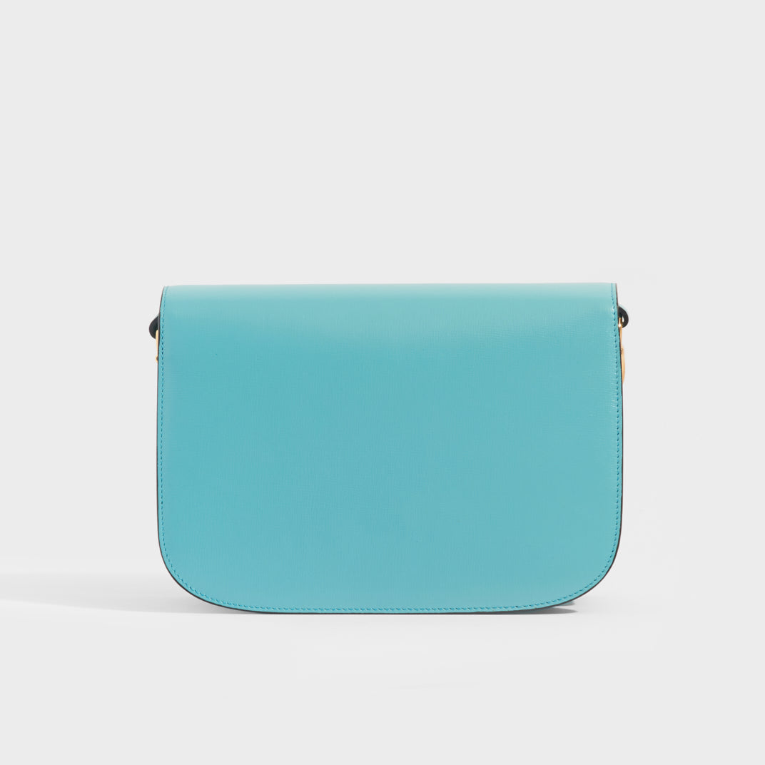 GUCCI 1955 Horsebit Shoulder Bag in Turquoise Leather