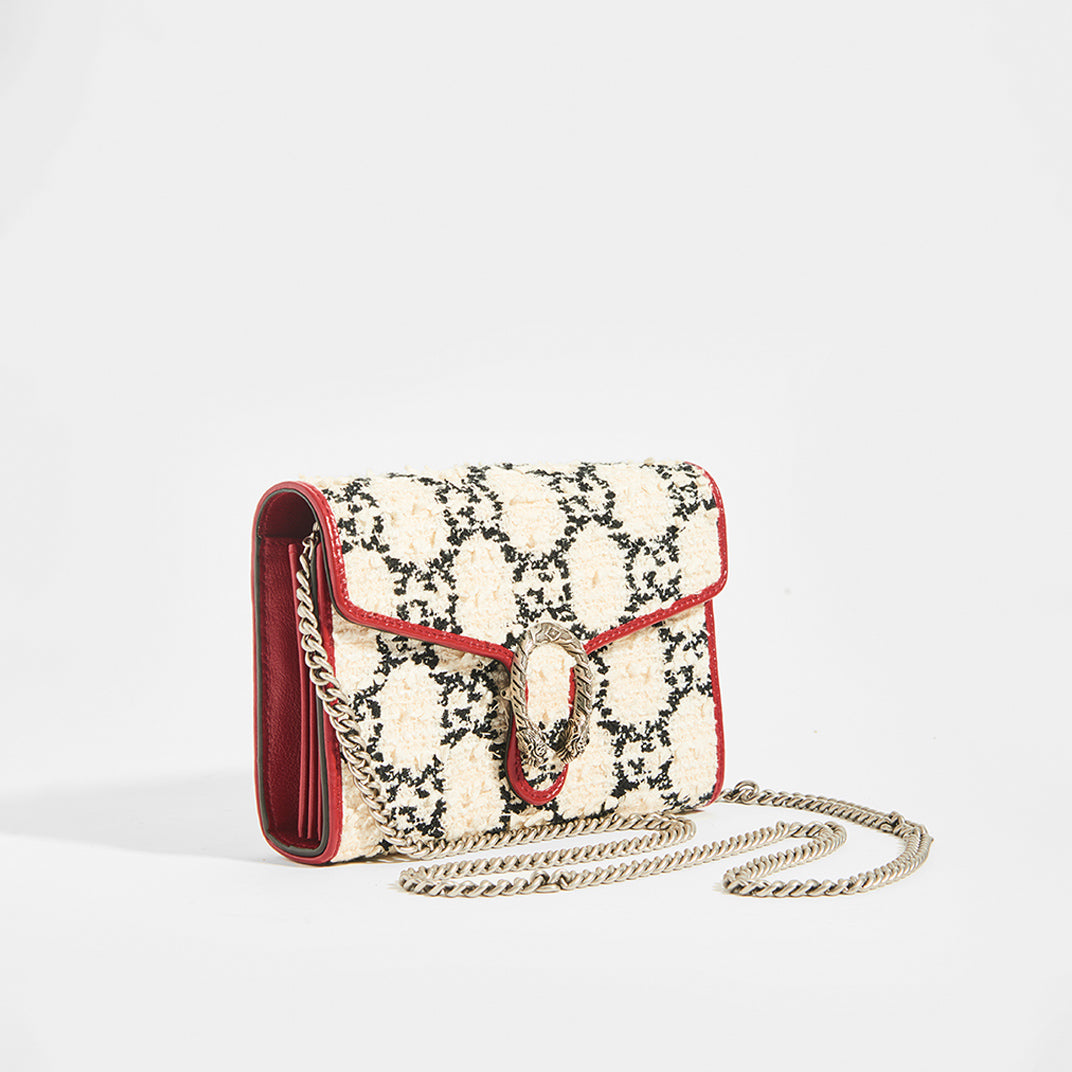 Gucci Dionysus Shoulder Bag Mini GG Tweed Black/White