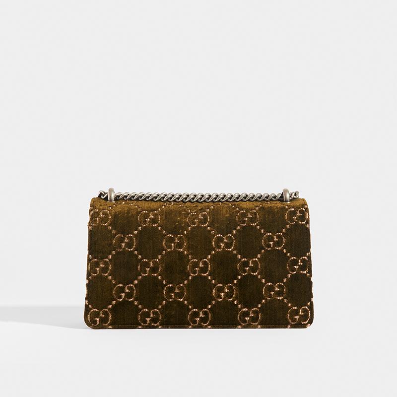 GUCCI Dionysus Velvet GG Handbag in Dark Green COCOON