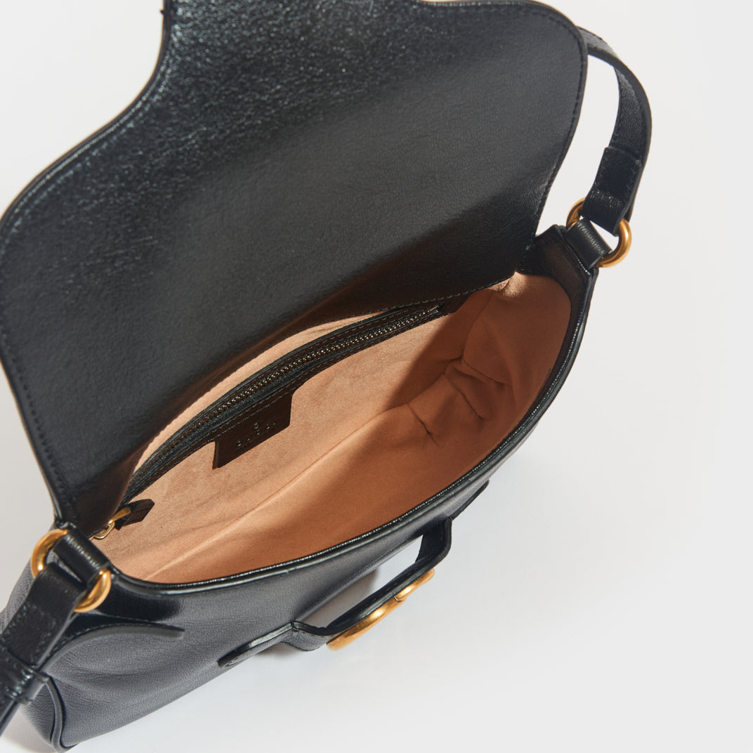 GG Logo Small Crossbody Messenger Bag in Black