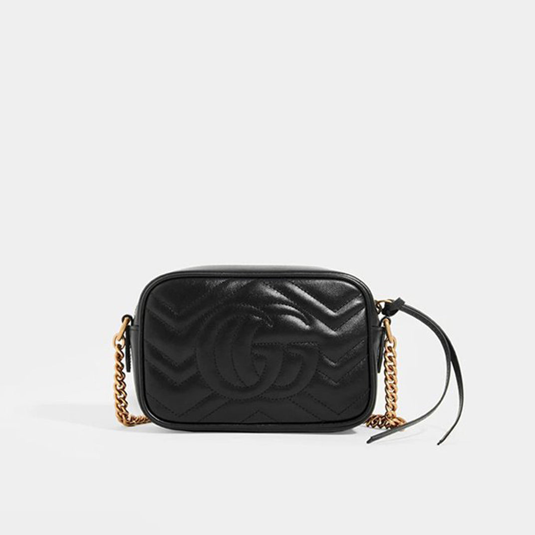 GG Marmont Mini Bag Matelassé in Black Leather