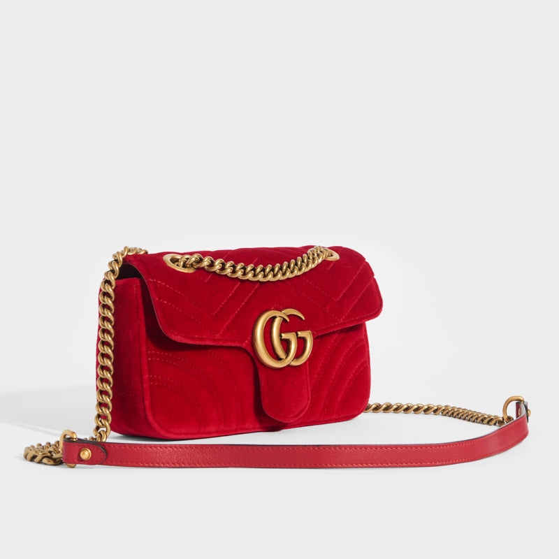 Gucci marmont velvet bag red