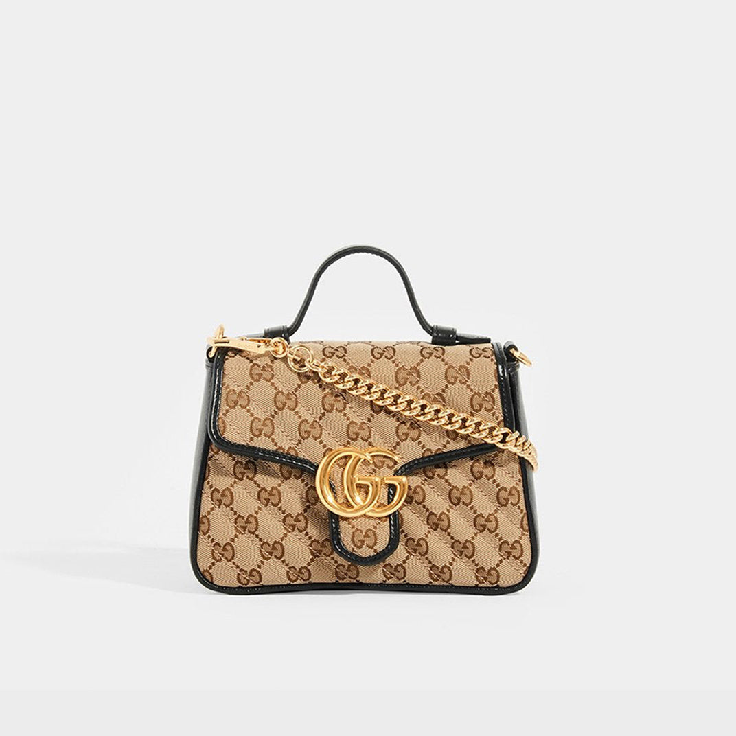 GG Marmont Mini Top Handle Bag in Canvas