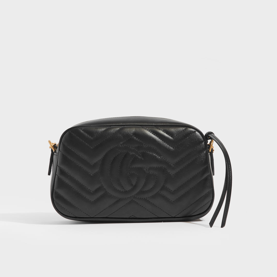 GUCCI GG Marmont Small Camera Bag in Black Leather