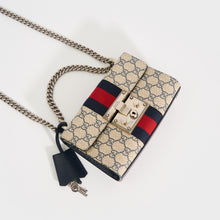 Load image into Gallery viewer, GUCCI GG Padlock Small Shoulder Bag in Beige and Blue GG Supreme Canvas