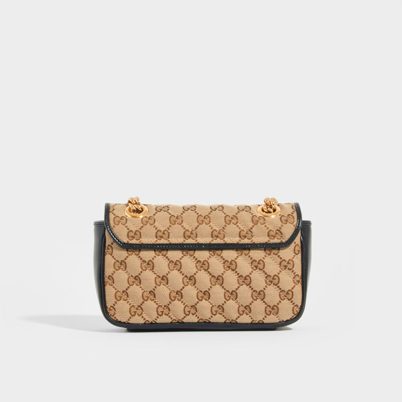 GUCCI Mini Shoulder Bag Old Gucci GG Pattern PVC Leather Mocha Pouch  Pochette