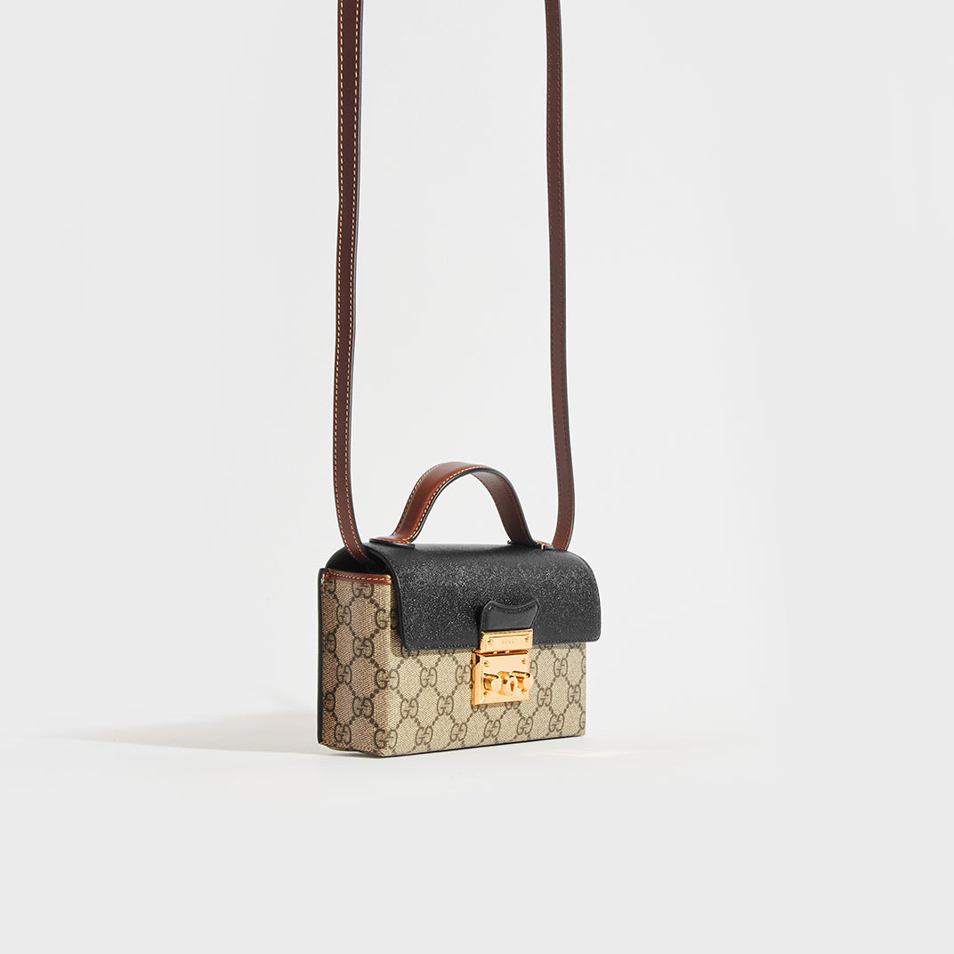 GUCCI Padlock Mini Bag in Black Leather and Canvas