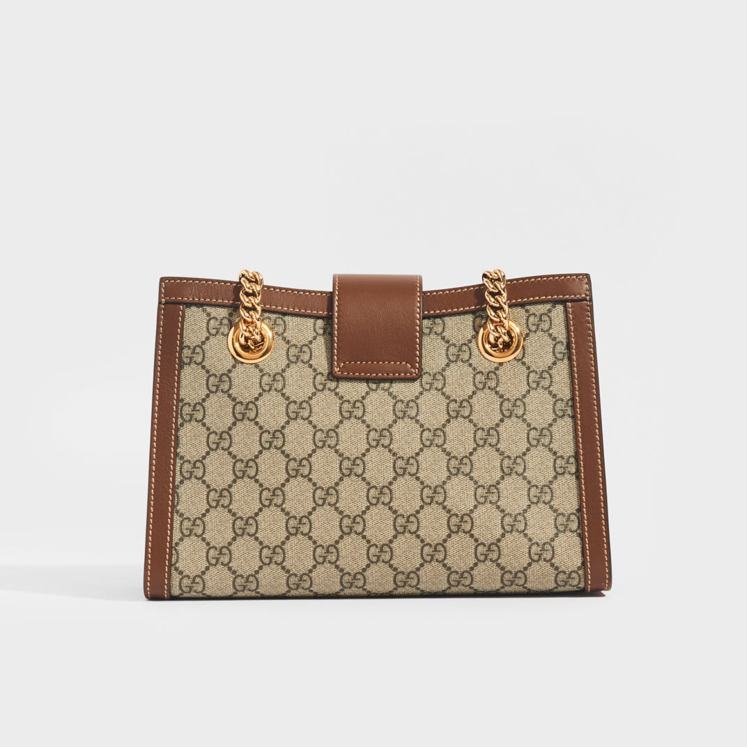 Padlock Small GG Shoulder Bag in GG Supreme with Brown Leather