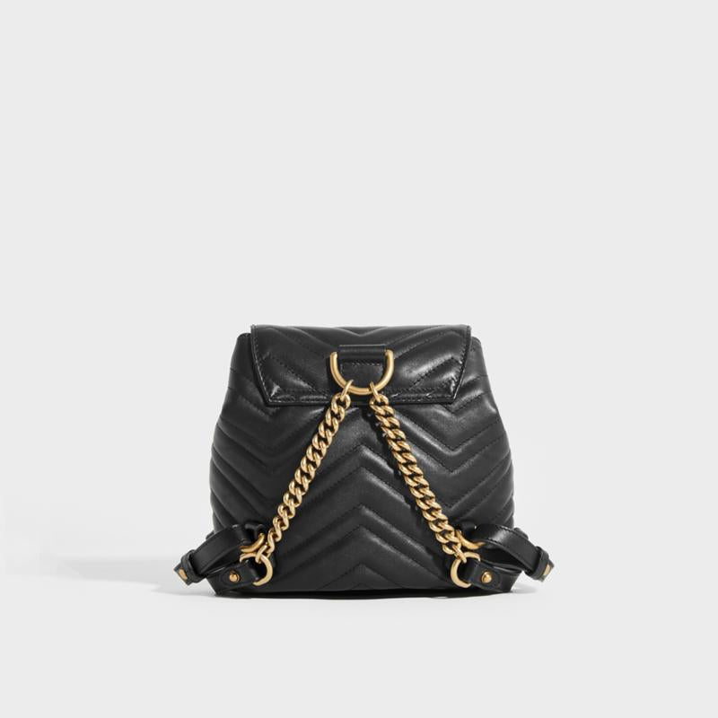 Gucci Black Leather 'GG' Animalier Marmont Backpack QFB1IZ1LKB014