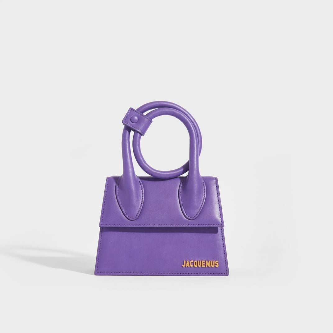 JACQUEMUS Le Chiquito Noeud Leather Shoulder Bag in Purple