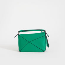 Load image into Gallery viewer, Rear view of the LOEWE Puzzle Mini Leather Shoulder Bag in Jungle Green