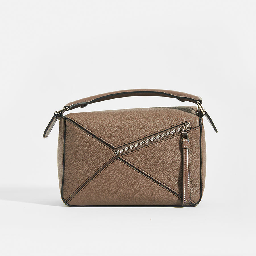 LOEWE Puzzle Small Grained Leather Bag in Dark Grey COCOON