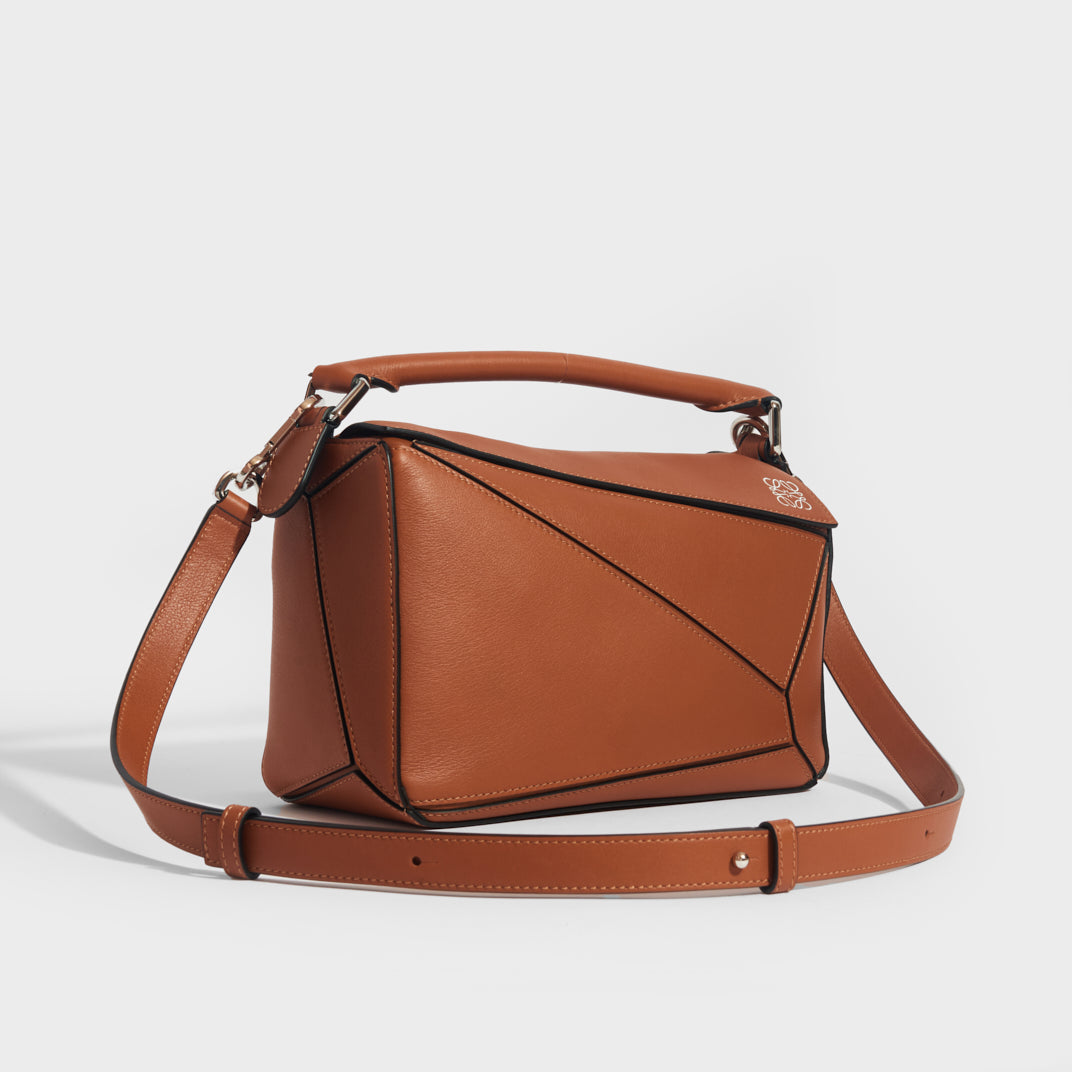 Loewe puzzle bag sale small tan gold hardware