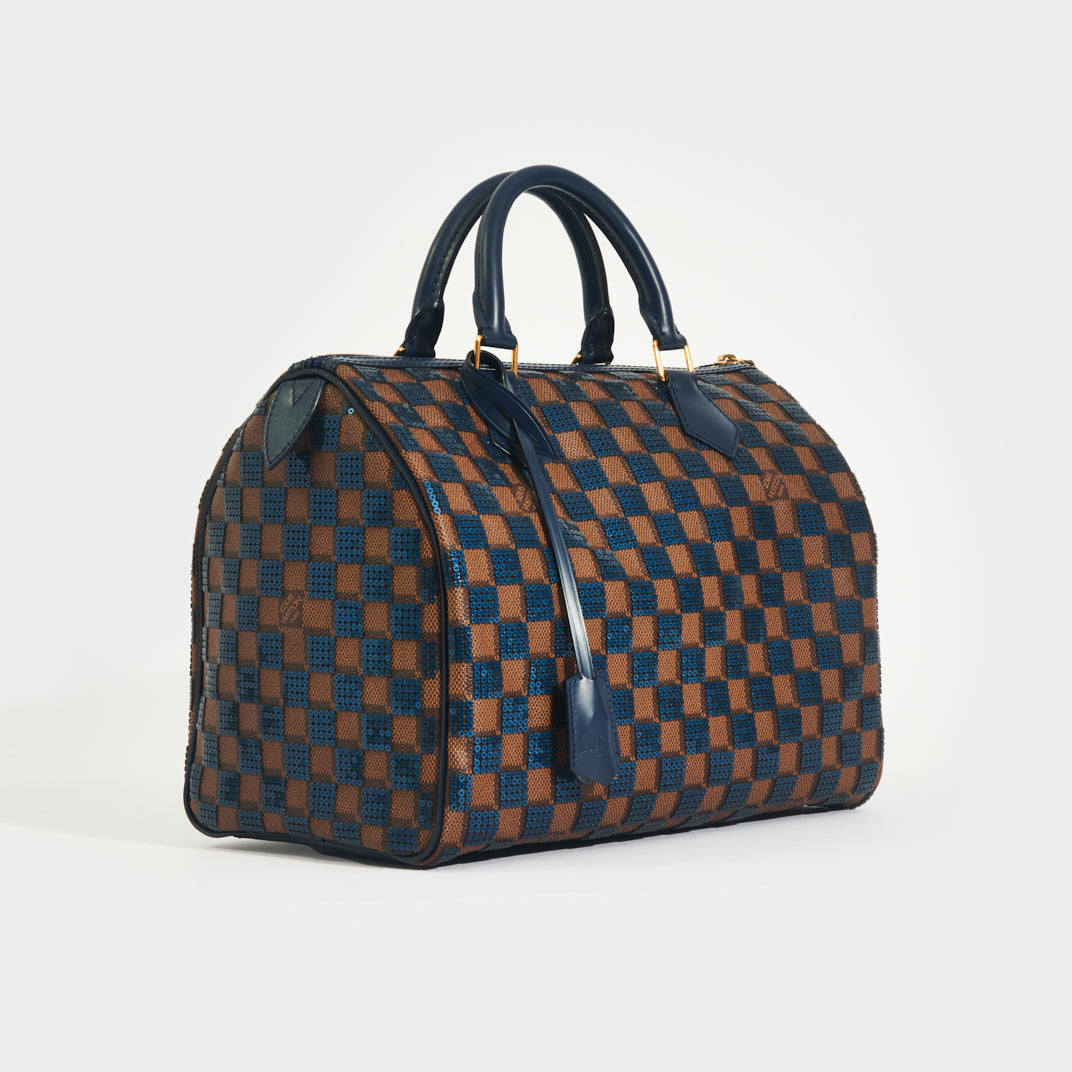 Louis Vuitton Speedy Bandoulière 30 Bag Damier Canvas With Blue