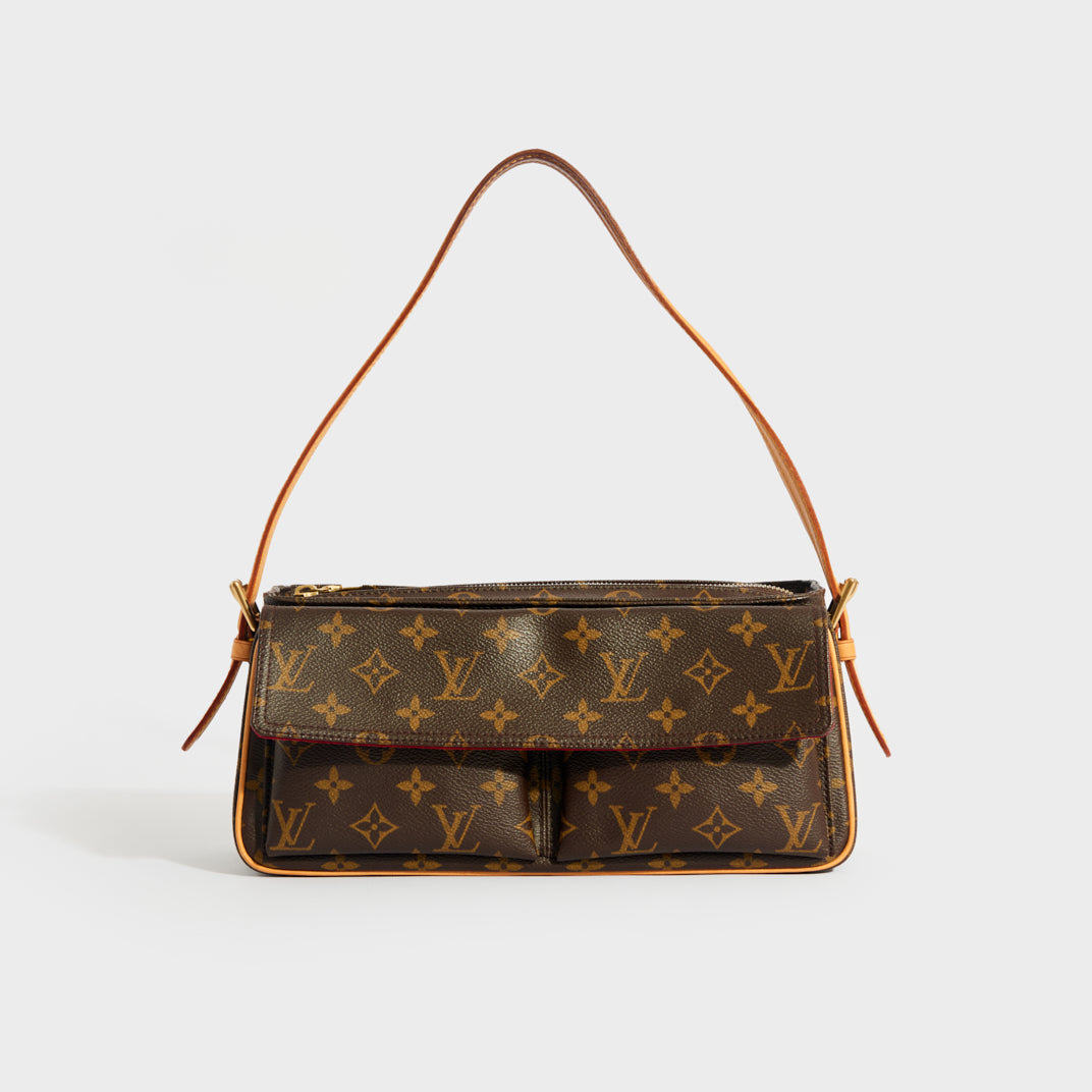 LOUIS VUITTON Cite MM Monogram Canvas Shoulder Bag Brown