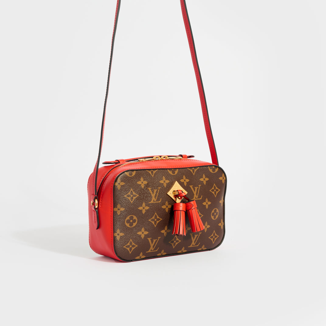 LOUIS VUITTON Saintonge Monogram Canvas Red Leather COCOON