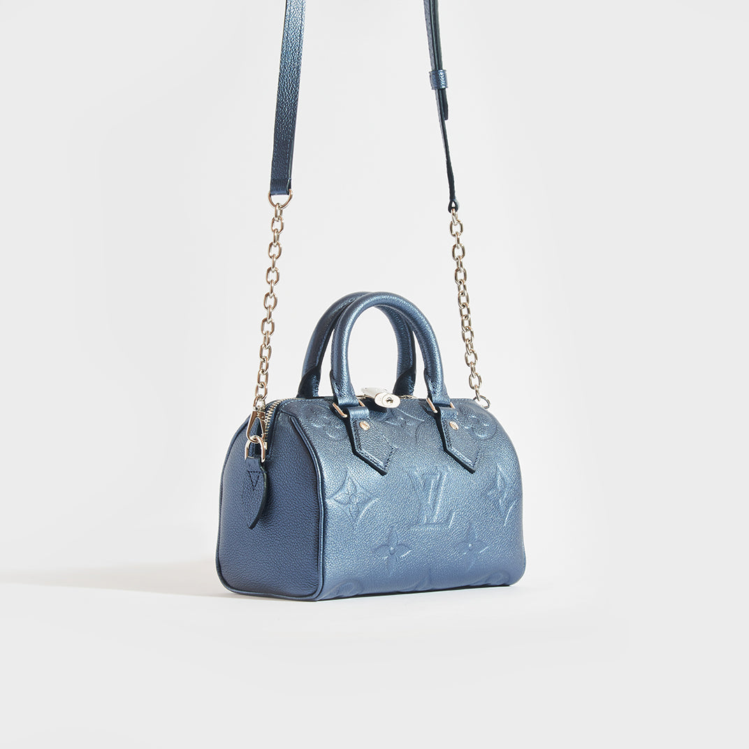Louis Vuitton Speedy 20 Bag With Shoulder Strap Black Embossed