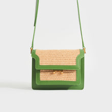 Load image into Gallery viewer, Front view of the MARNI Mini Raffia Trunk Crossbody Bag in Green