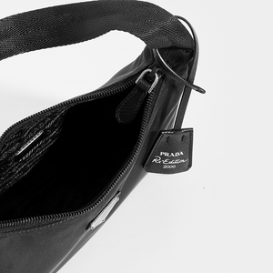 Inside View of PRADA Hobo Bag in Black Nylon