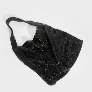 RABANNE Pixel Mesh Moyen Shoulder Bag in Black