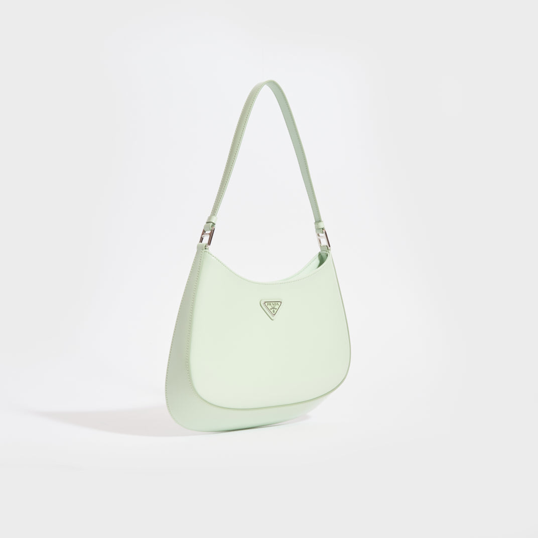 PRADA Cleo Brushed Leather Shoulder Bag in Aqua