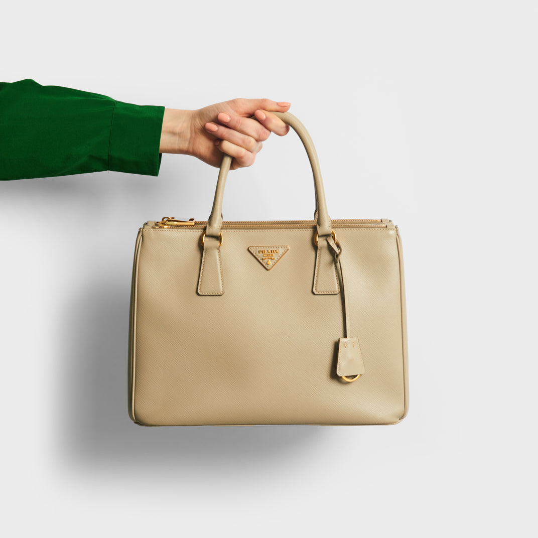 PRADA Galleria Tote in Beige Saffiano Leather