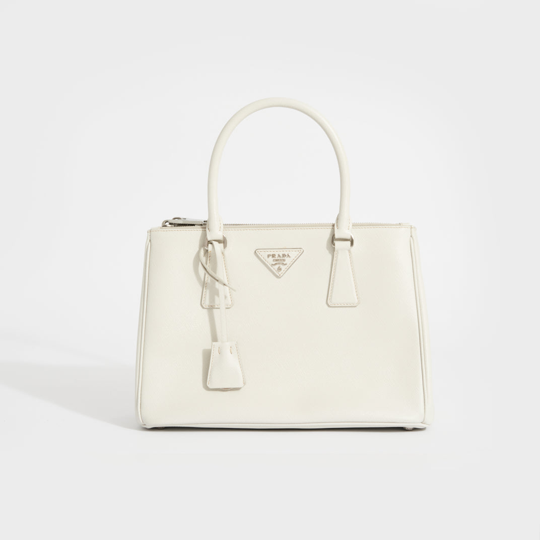 PRADA White Saffiano Leather Mini Galleria Tote at 1stDibs