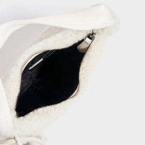 PRADA Re-Edition 2000 Shearling Shoulder Bag in White