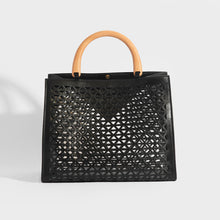 Load image into Gallery viewer, PRADA Leather Cut Out Shopper with Wooden Handles in Black