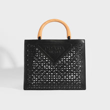 Load image into Gallery viewer, PRADA Leather Cut Out Shopper with Wooden Handles in Black Leather