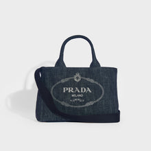 Load image into Gallery viewer, PRADA Logo Printed Denim Tote Bag