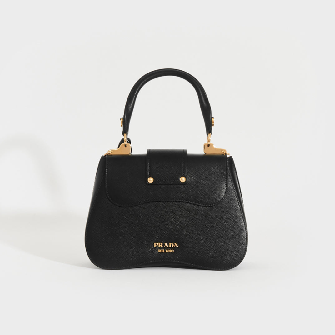 Prada Logo-plaque Chain-linked Mini Crossbody Bag in Black