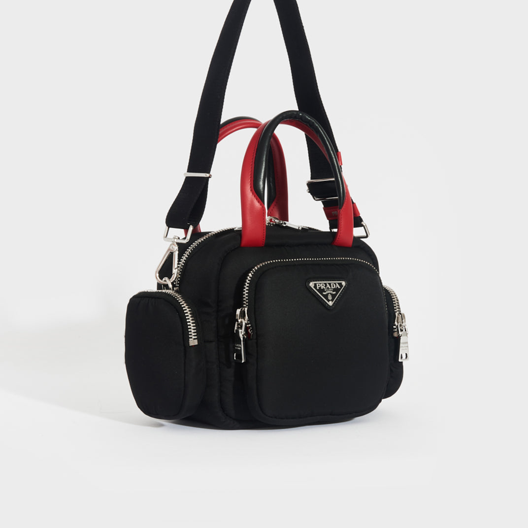 Pocket Small Re Nylon Shoulder Bag in Black - Prada