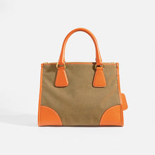 Load image into Gallery viewer, Rear of PRADA Vintage Galleria Saffiano Bag in Beige Canvas Leather